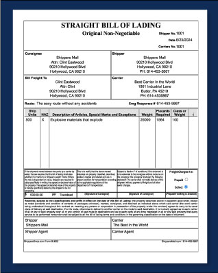 Bill of Lading BL002